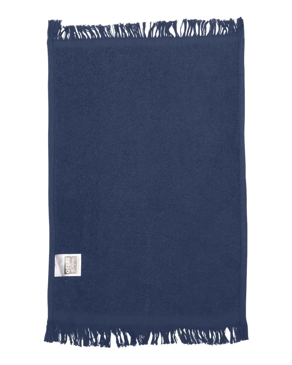 Q-tees T100 Fringed Fingertip Towel - Navy - one Size Fits Most