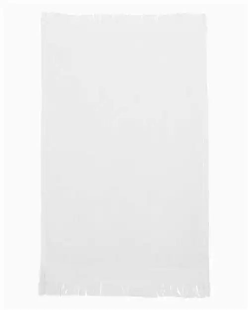 Q-tees T100 Fringed Fingertip Towel - White - one Size Fits Most