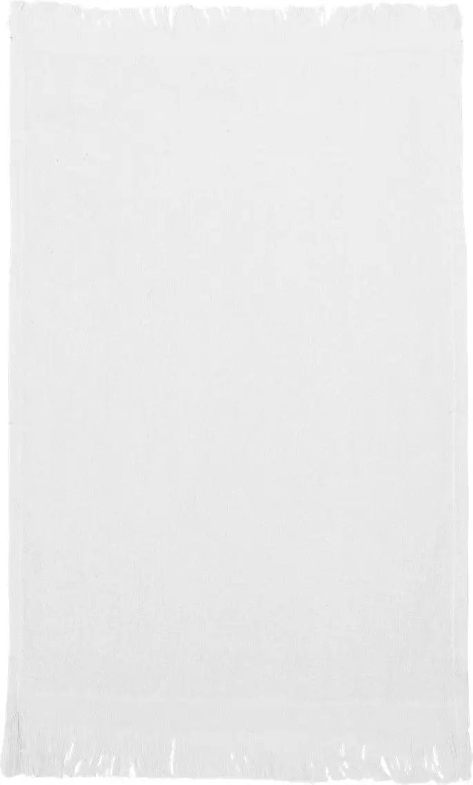 Q-tees T100 Fringed Fingertip Towel - White - one Size Fits Most