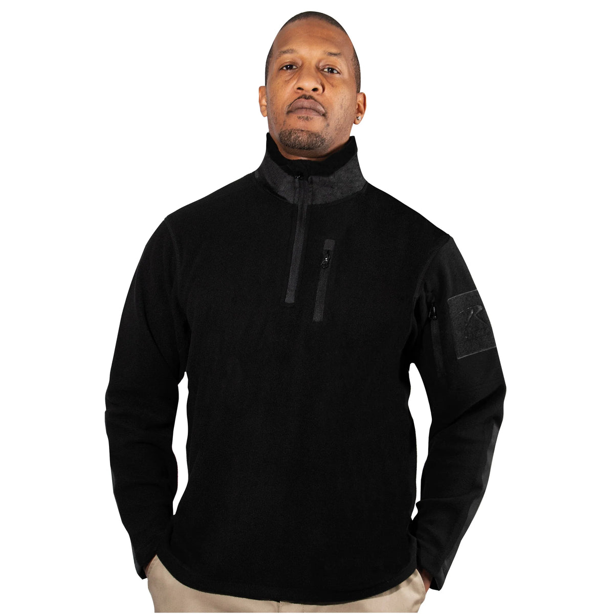 Quarter Zip Fleece Pullover - Black / s