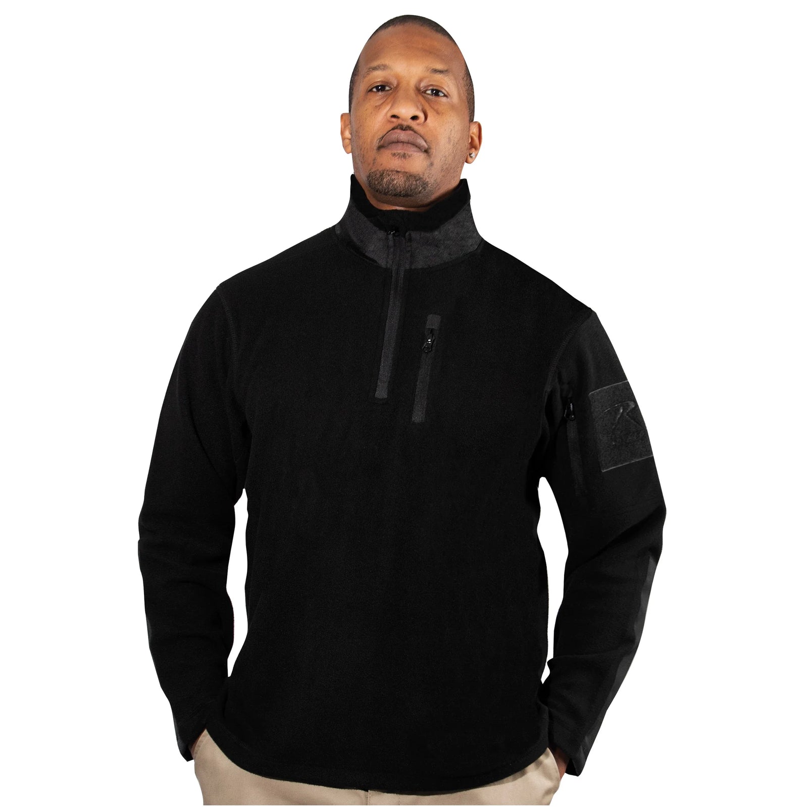 Quarter Zip Fleece Pullover - Black / s