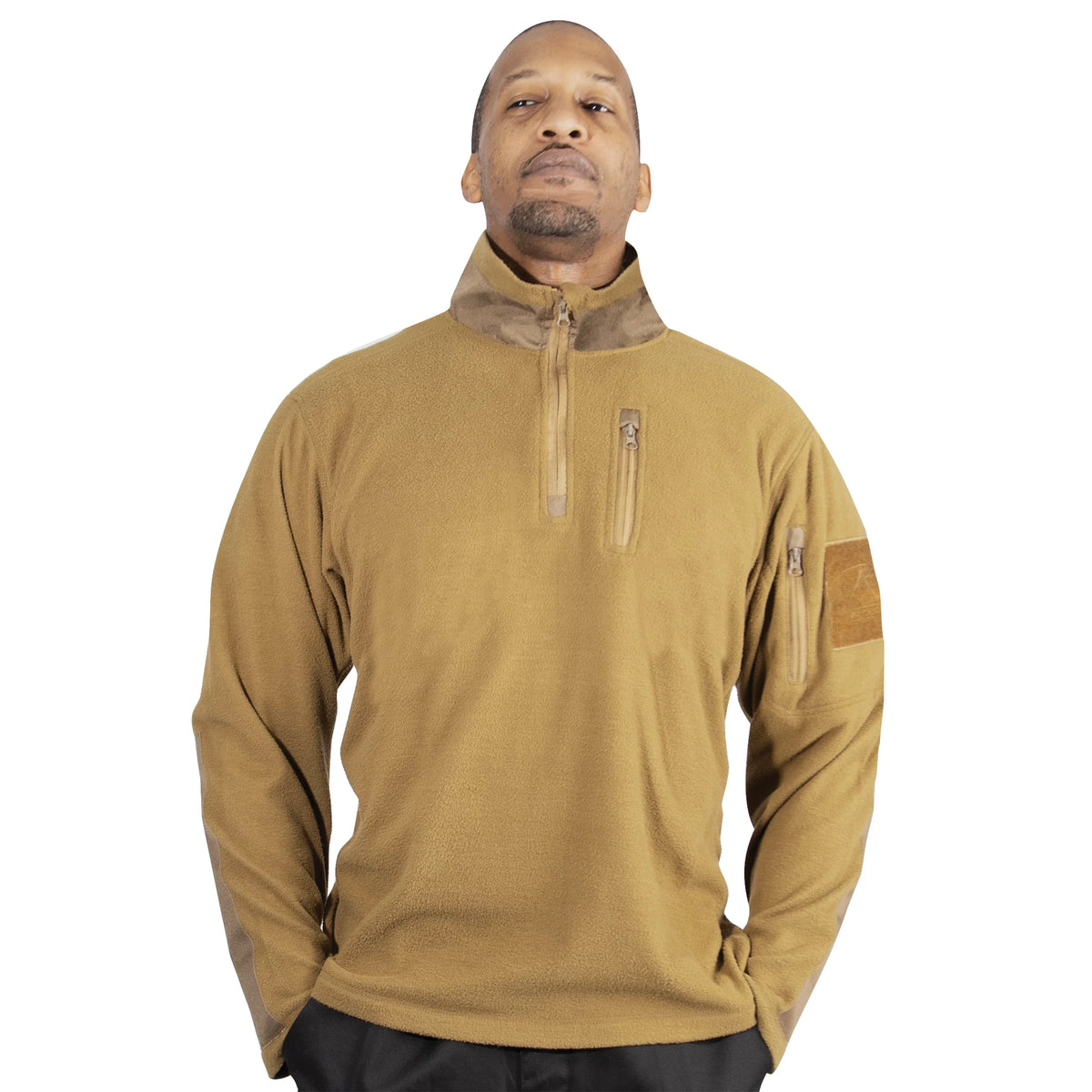 Quarter Zip Fleece Pullover - Coyote Brown / s