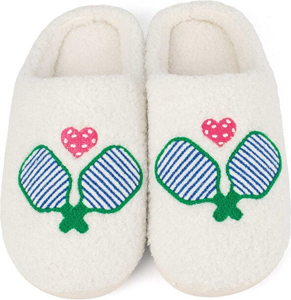 Queen of the Court Pickleball Slippers Women’s - White Green Pink