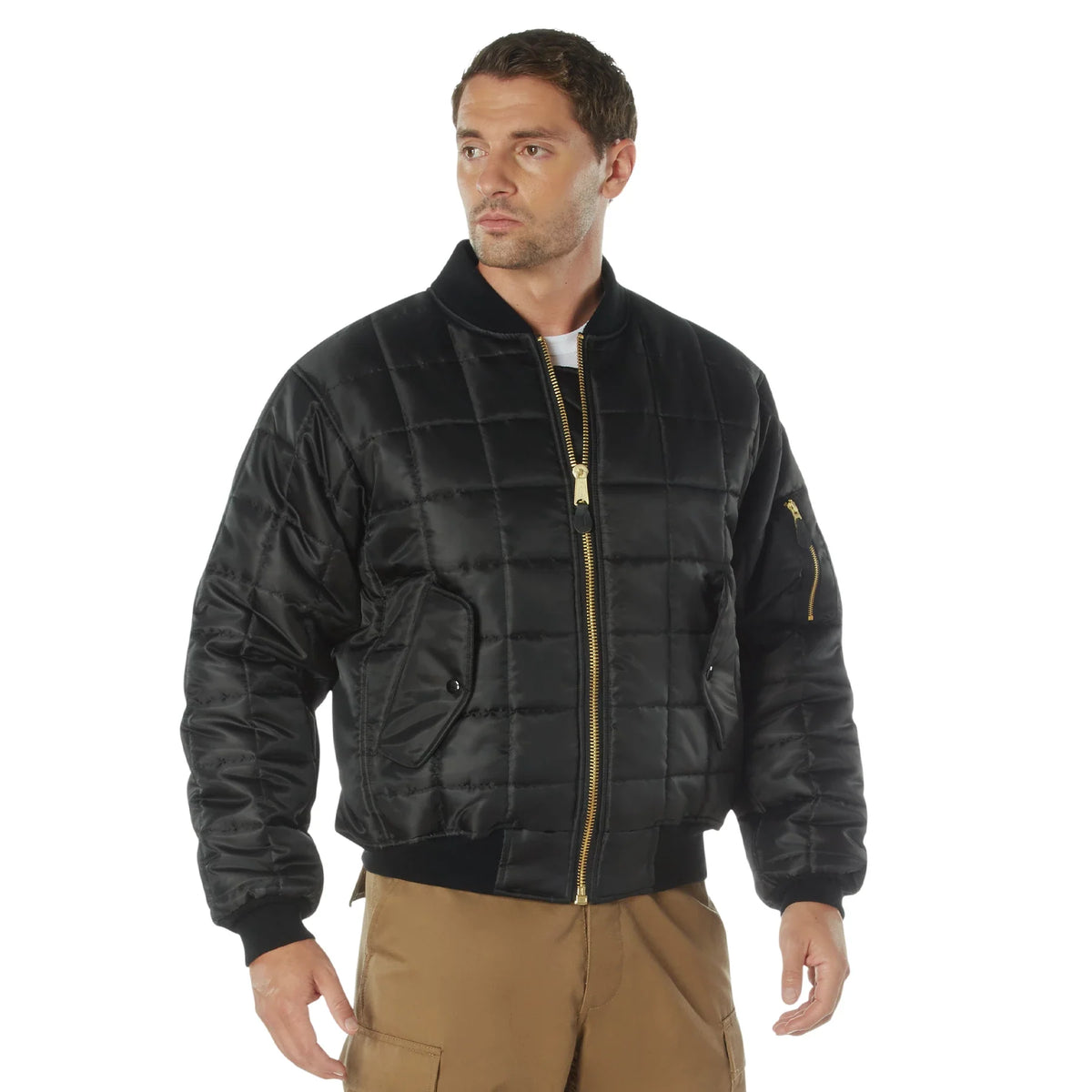 Quilted Ma-1 Flight Jacket - Black / s