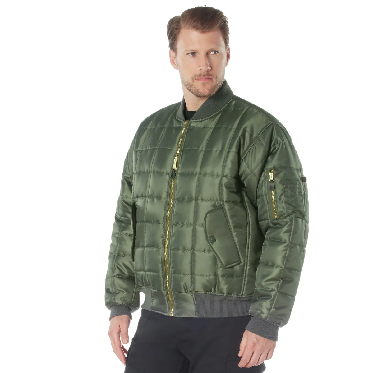 Quilted Ma-1 Flight Jacket - Sage Green / s