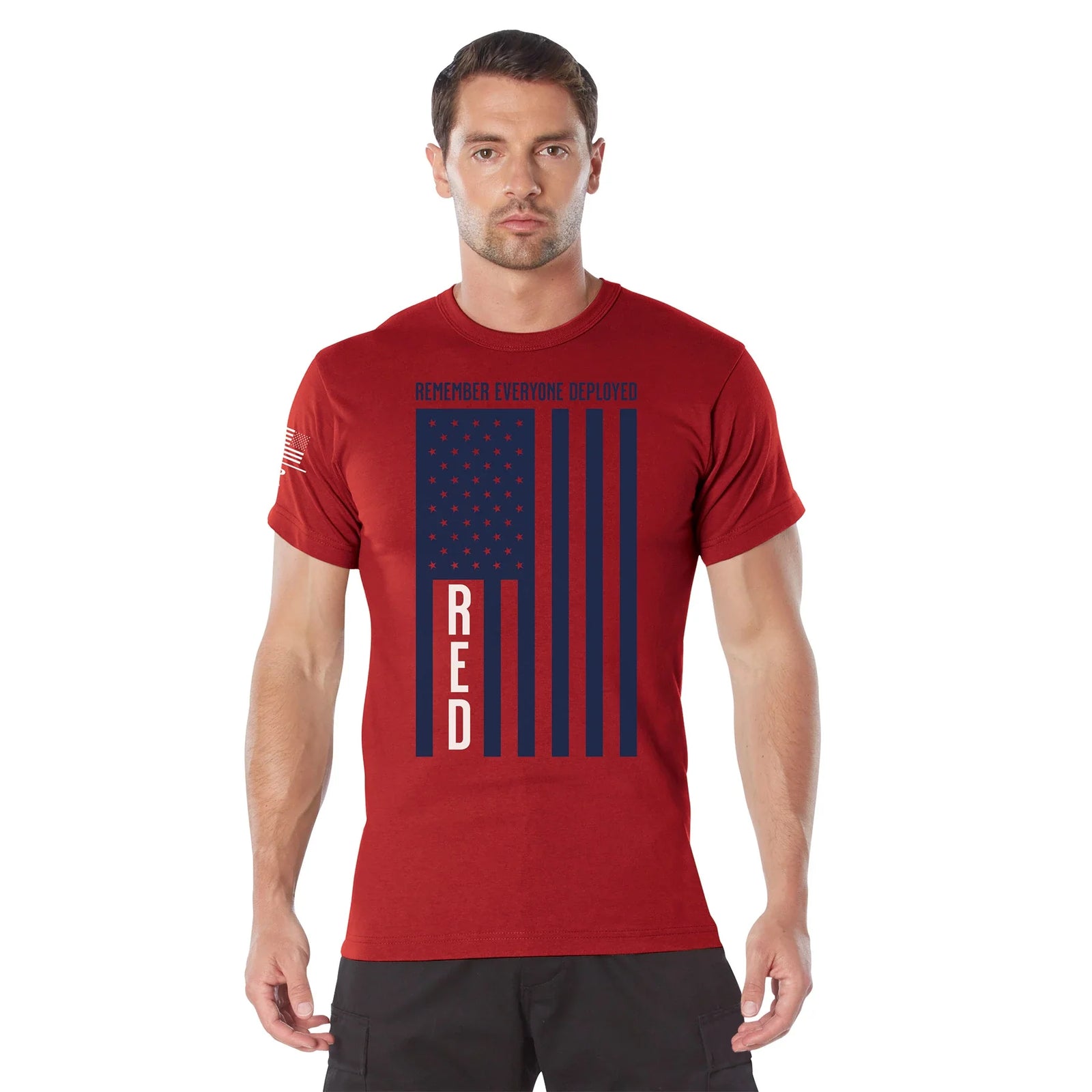 R.e.d. (remember Everyone Deployed) T-shirt with Solid Blue Flag - 3xl