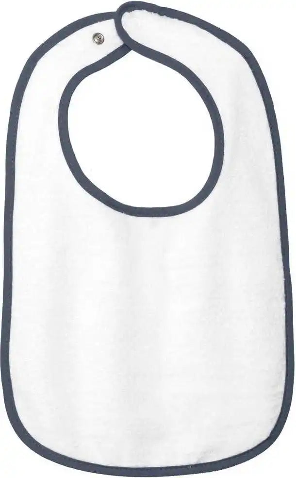Rabbit Skins 1003 Infant Contrast Trim Terry Bib - Navy - one Size Fits Most