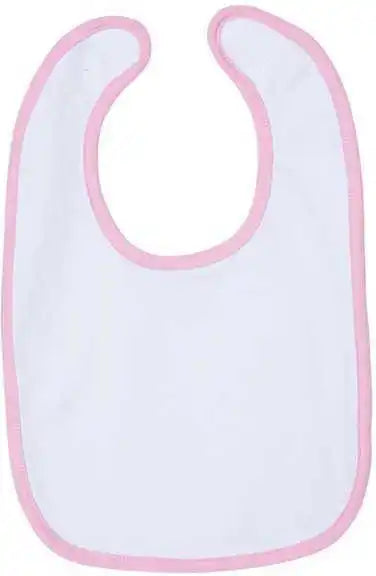 Rabbit Skins 1004 Infant Contrast Trim Premium Jersey Bib - White Pink - one Size Fits Most