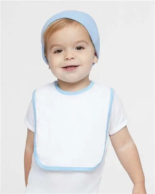 Rabbit Skins 1004 Infant Contrast Trim Premium Jersey Bib - White Light Blue - White/ / one Size Fits Most