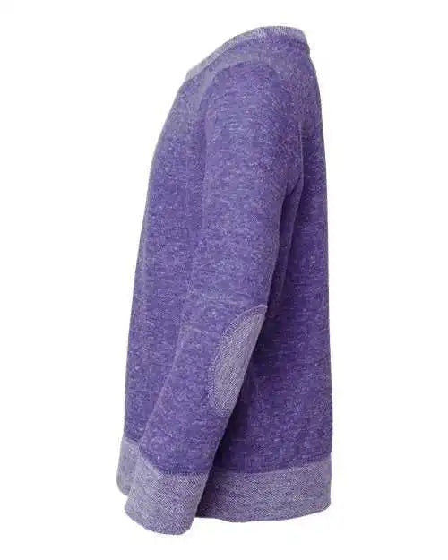 Rabbit Skins 2279 Youth Harborside Mlange French Terry Long Sleeve with Elbow Patches - Purple Melange