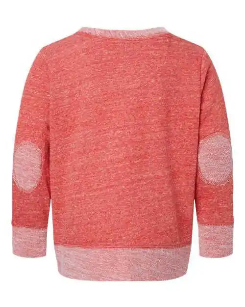 Rabbit Skins 2279 Youth Harborside Mlange French Terry Long Sleeve with Elbow Patches - Red Melange