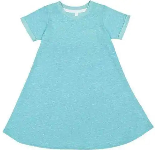 Rabbit Skins 2679 Harborside Mlange French Terry Girls’ Twirl Dress Caribbean Melange