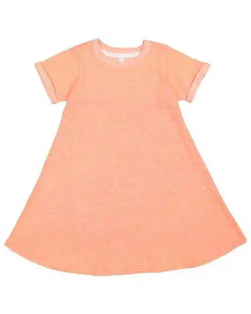 Rabbit Skins 2679 Harborside Mlange French Terry Girls’ Twirl Dress Papaya Melange