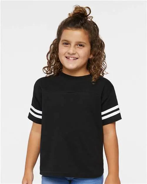 Rabbit Skins 3037 Toddler Football Fine Jersey Tee - Black Solid White