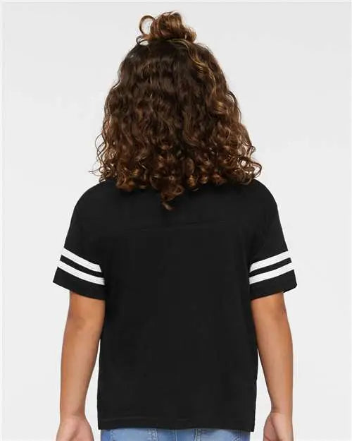Rabbit Skins 3037 Toddler Football Fine Jersey Tee - Black Solid White