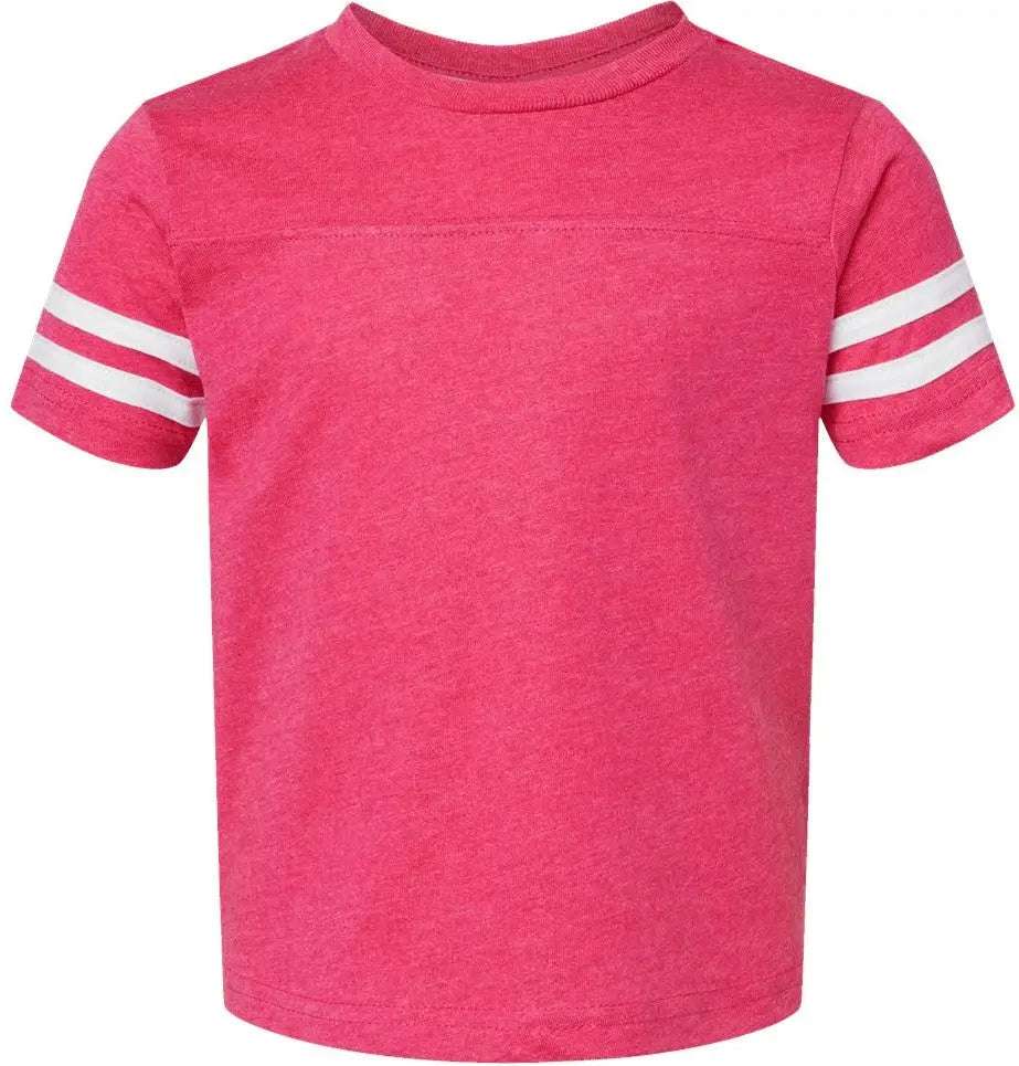 Rabbit Skins 3037 Toddler Football Fine Jersey Tee - Vintage Hot Pink White - Pink/ / 2t