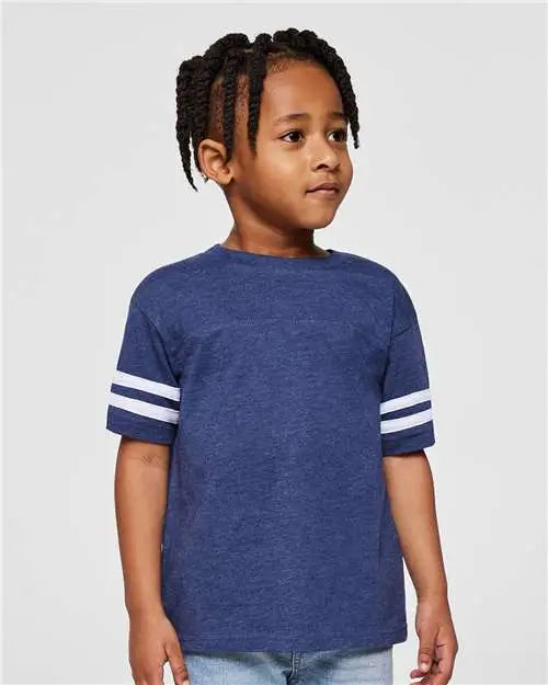 Rabbit Skins 3037 Toddler Football Fine Jersey Tee - Vintage True Navy Blended White - Navy/ / 2t