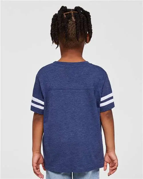 Rabbit Skins 3037 Toddler Football Fine Jersey Tee - Vintage True Navy Blended White