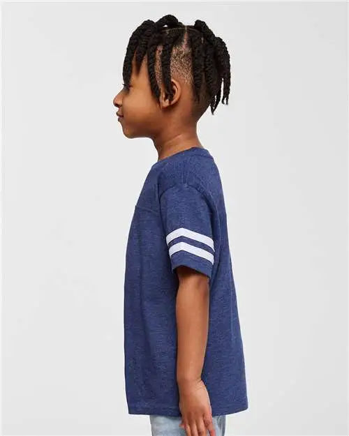 Rabbit Skins 3037 Toddler Football Fine Jersey Tee - Vintage True Navy Blended White