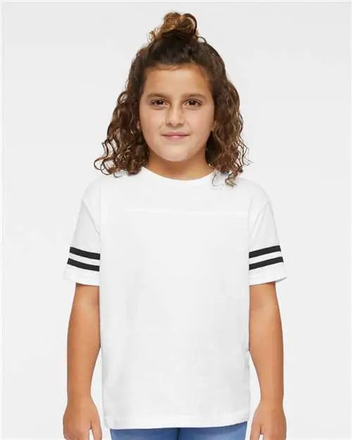 Rabbit Skins 3037 Toddler Football Fine Jersey Tee - White Solid Black