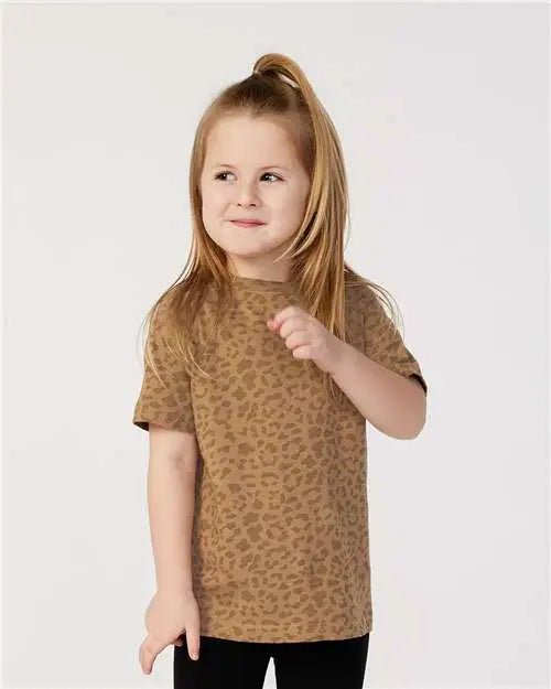 Rabbit Skins 3321 Toddler Fine Jersey Tee - Brown Leopard