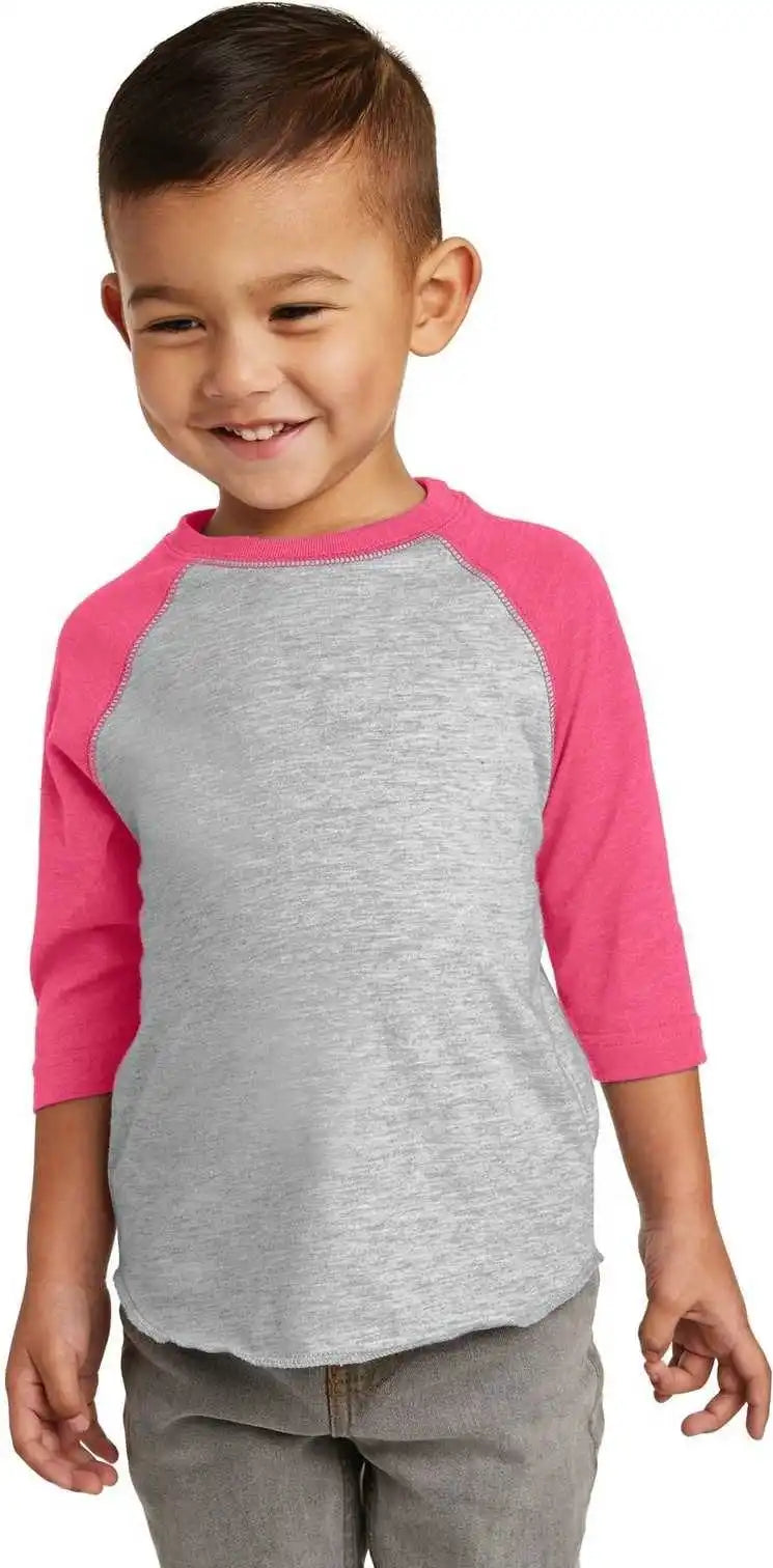 Rabbit Skins 3330 Toddler Baseball Fine Jersey Tee Vintage Heather Hot Pink