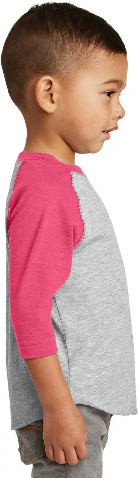 Rabbit Skins 3330 Toddler Baseball Fine Jersey Tee Vintage Heather Hot Pink