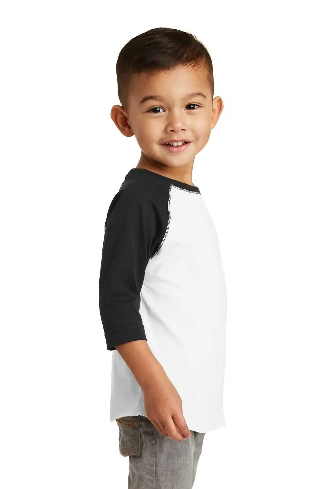 Rabbit Skins 3330 Toddler Baseball Fine Jersey Tee - White Black