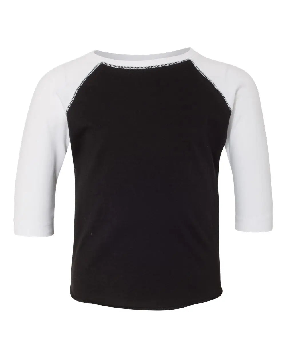 Rabbit Skins 3330 Toddler Baseball Fine Jersey Three-quarter Sleeve Tee - Black Solid White