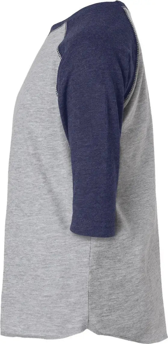 Rabbit Skins 3330 Toddler Baseball Fine Jersey Three-quarter Sleeve Tee - Vintage Heather True Navy