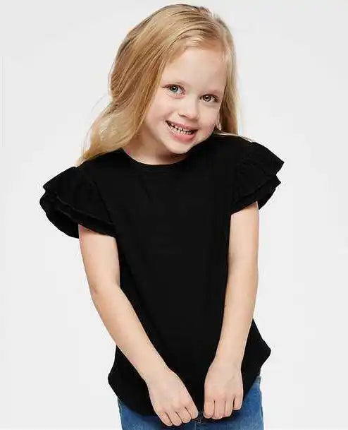 Rabbit Skins 3339 Toddler Flutter Sleeve Tee - Black