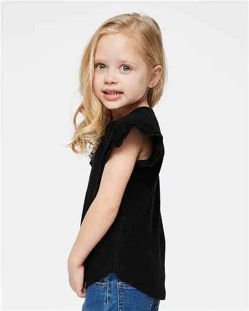 Rabbit Skins 3339 Toddler Flutter Sleeve Tee - Black