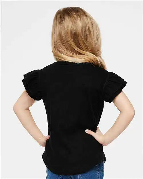 Rabbit Skins 3339 Toddler Flutter Sleeve Tee - Black