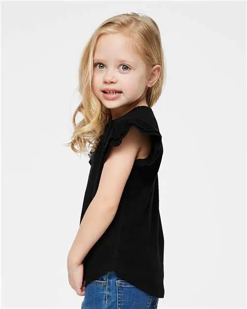 Rabbit Skins 3339la Toddler Flutter Sleeve Tee - 3339 - Black