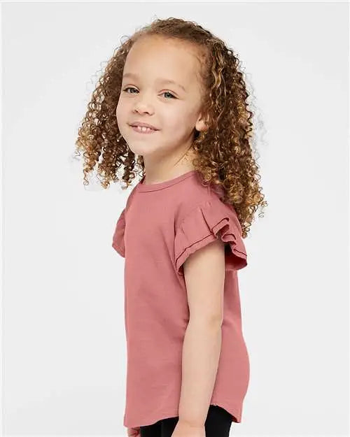 Rabbit Skins 3339la Toddler Flutter Sleeve Tee - 3339 - Mauvelous