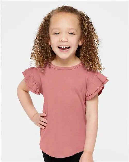 Rabbit Skins 3339la Toddler Flutter Sleeve Tee - 3339 - Mauvelous