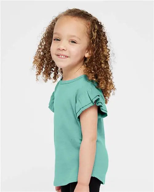 Rabbit Skins 3339la Toddler Flutter Sleeve Tee - 3339 - Saltwater