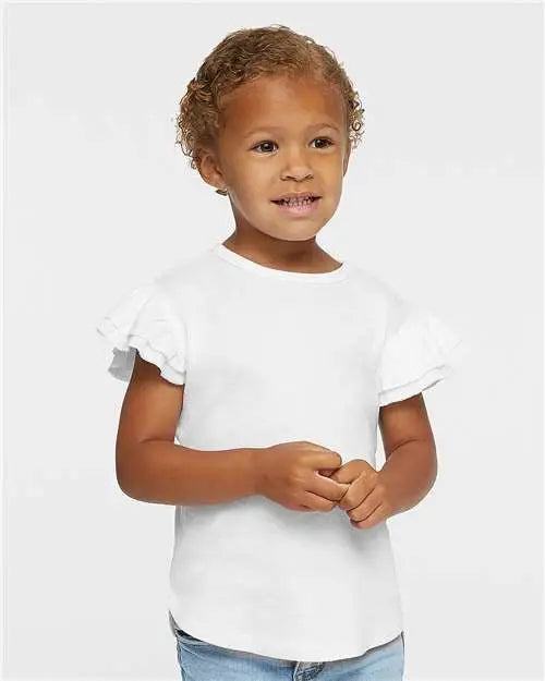 Rabbit Skins 3339la Toddler Flutter Sleeve Tee - 3339 - White
