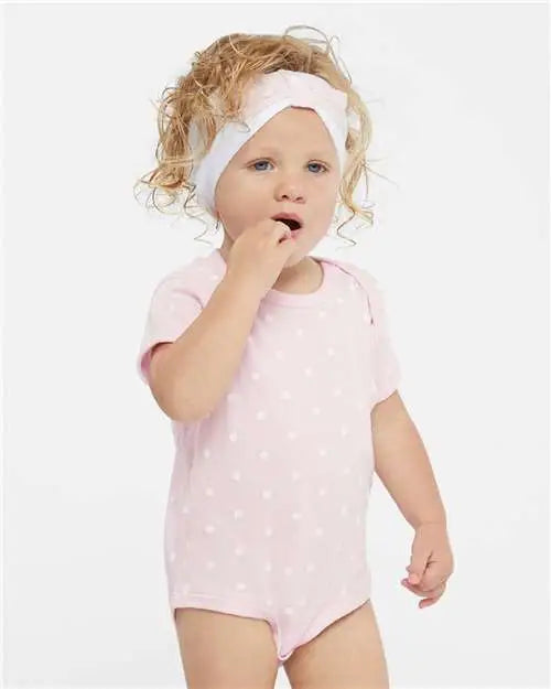 Rabbit Skins 4400 Infant Baby Rib Bodysuit - Ballerina White Dot