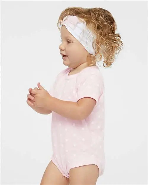 Rabbit Skins 4400 Infant Baby Rib Bodysuit - Ballerina White Dot