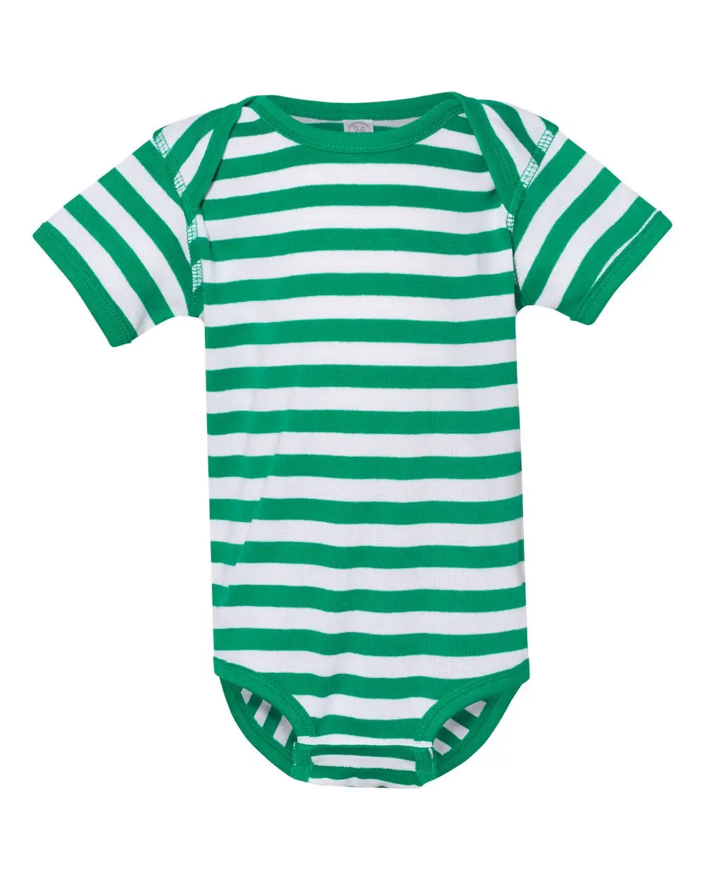 Rabbit Skins 4400 Infant Baby Rib Bodysuit - Kelly White Stripe
