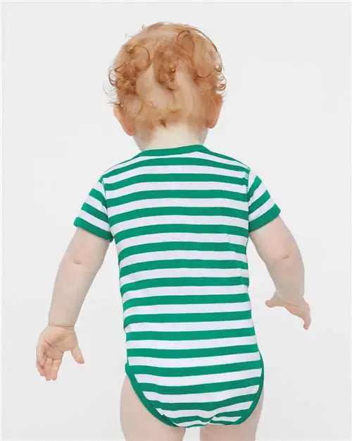 Rabbit Skins 4400 Infant Baby Rib Bodysuit - Kelly White Stripe