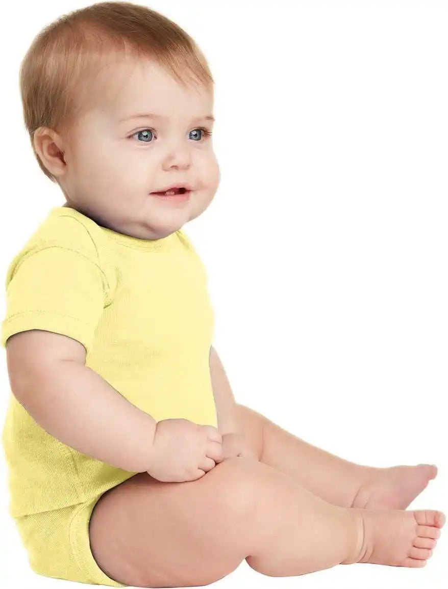Rabbit Skins 4400 Infant Short Sleeve Baby Rib Bodysuit Banana