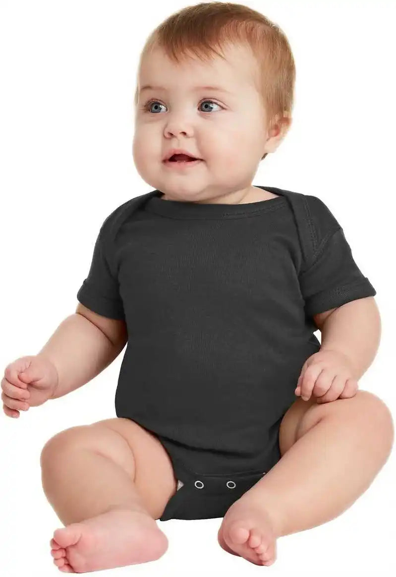 Rabbit Skins 4400 Infant Short Sleeve Baby Rib Bodysuit Black