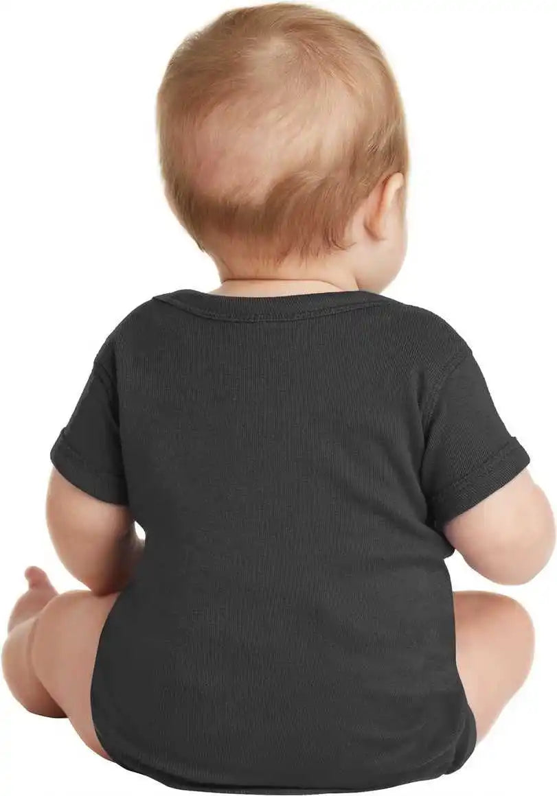 Rabbit Skins 4400 Infant Short Sleeve Baby Rib Bodysuit Black