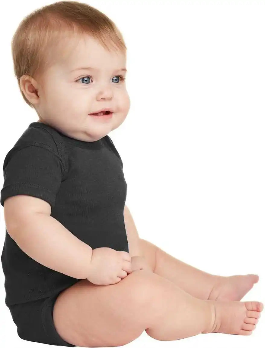 Rabbit Skins 4400 Infant Short Sleeve Baby Rib Bodysuit Black