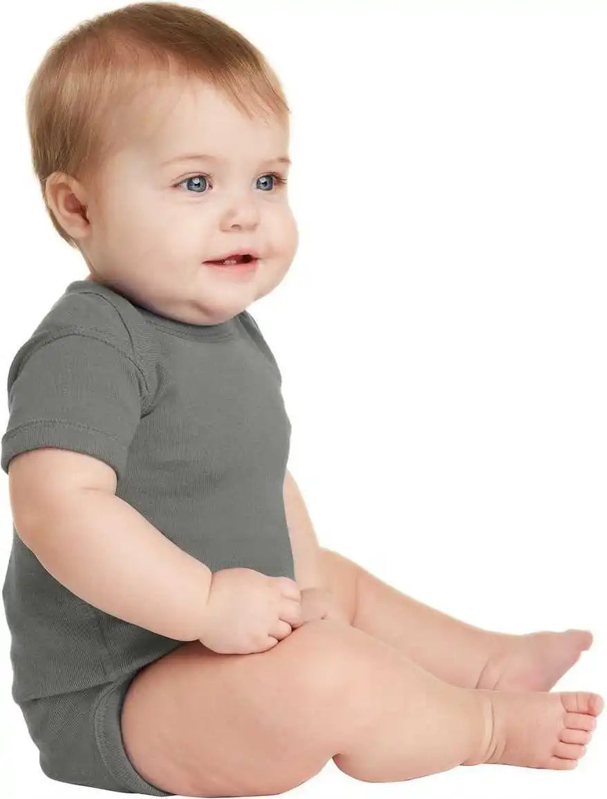 Rabbit Skins 4400 Infant Short Sleeve Baby Rib Bodysuit - Charcoal