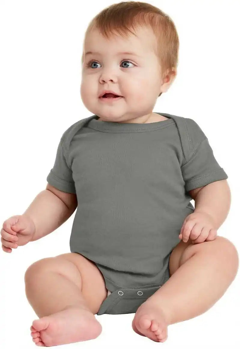 Rabbit Skins 4400 Infant Short Sleeve Baby Rib Bodysuit - Charcoal