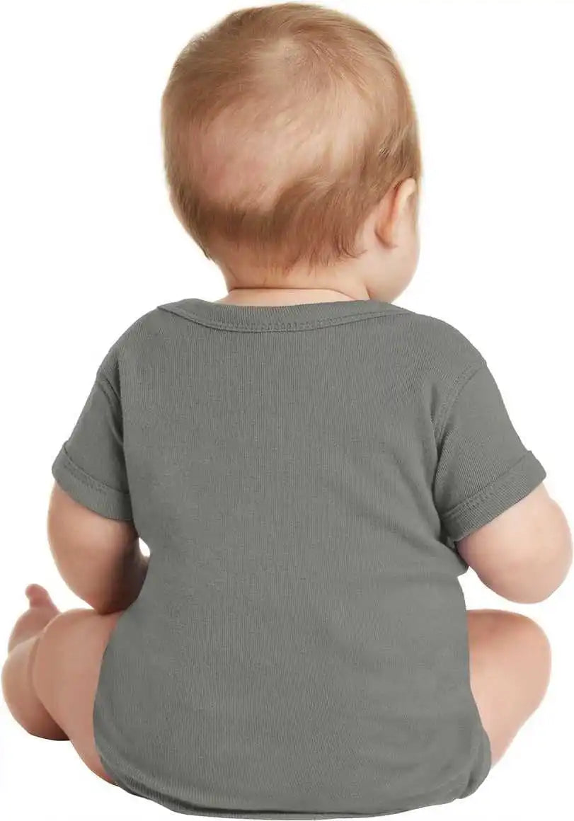 Rabbit Skins 4400 Infant Short Sleeve Baby Rib Bodysuit - Charcoal