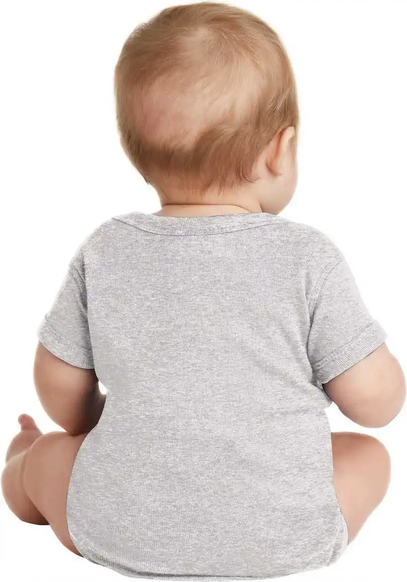 Rabbit Skins 4400 Infant Short Sleeve Baby Rib Bodysuit Heather